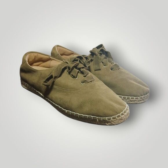 Vionic Coast Sandy Tan Lace-up Espadrilles Flats Size 8.5 Ortho Heel VS295 Suede - Picture 1 of 6